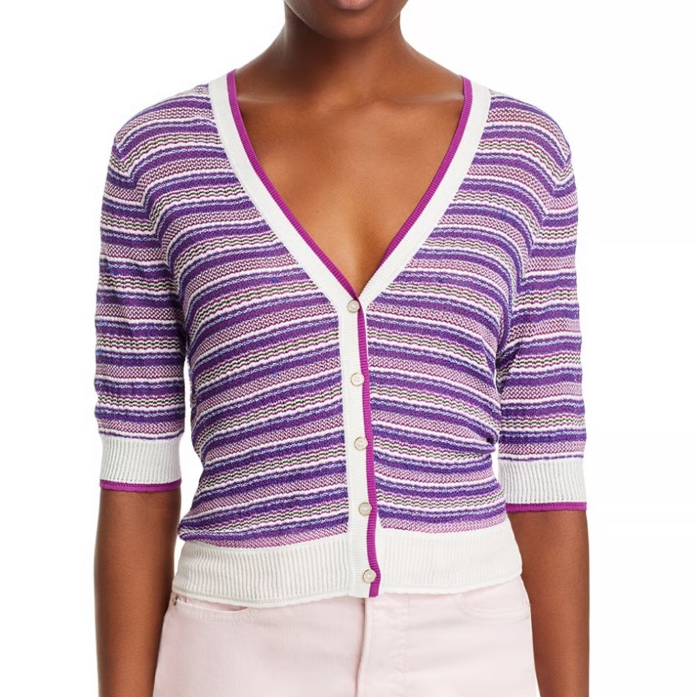 Veronica Beard Varia Mixed Stripe Cardigan